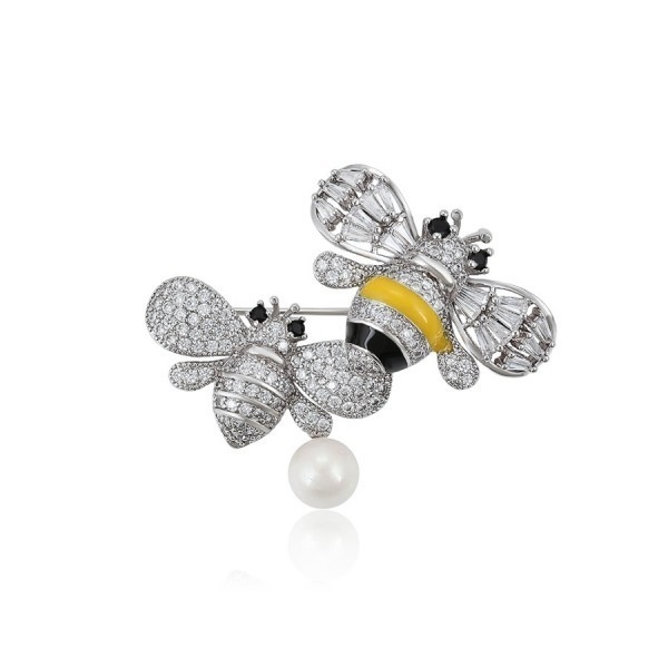 Berwarna-warni Enamel Bee Brooch Crystal Rhinestone Bumble Bee Lapel Pin