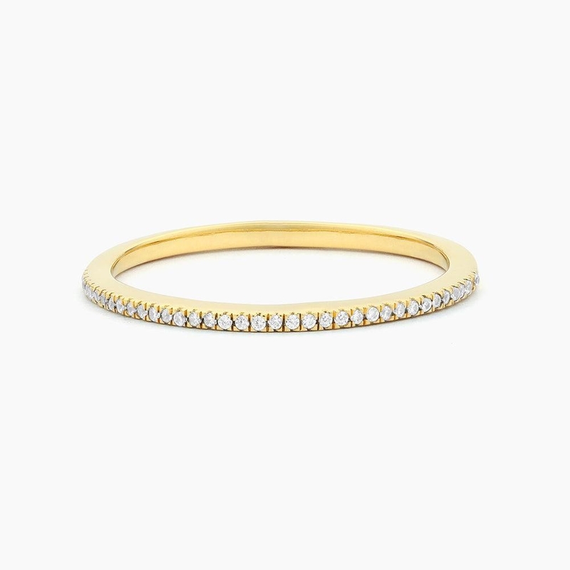 Item Hot 18K emas dilapisi Half Eternity 925 Sterling Perak Wanita Band Cincin