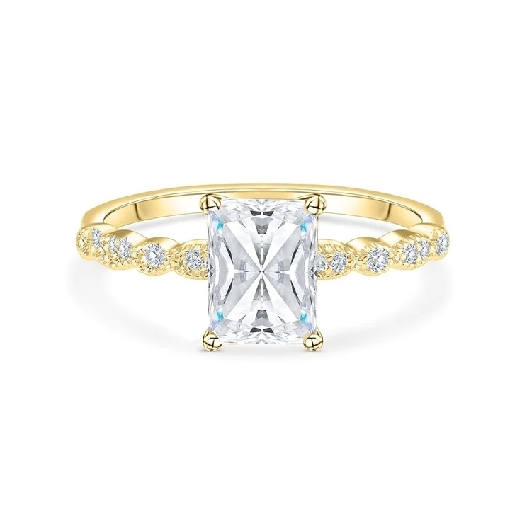 Vintage Handmade 18K Gold Baguette Cut Stone Cincin Pertunangan Gaya Vintage untuk Wanita