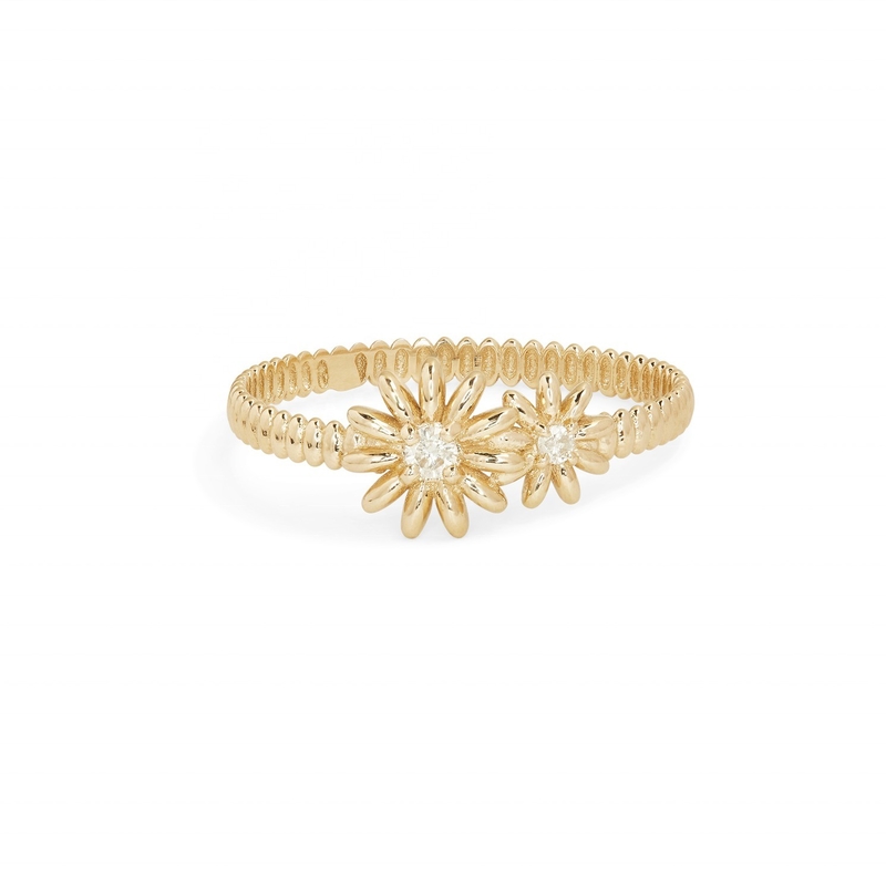 Fashion Gold Plated 925 Sterling Silver Daisy CZ Ring Aksesoris Keanggunan Wanita