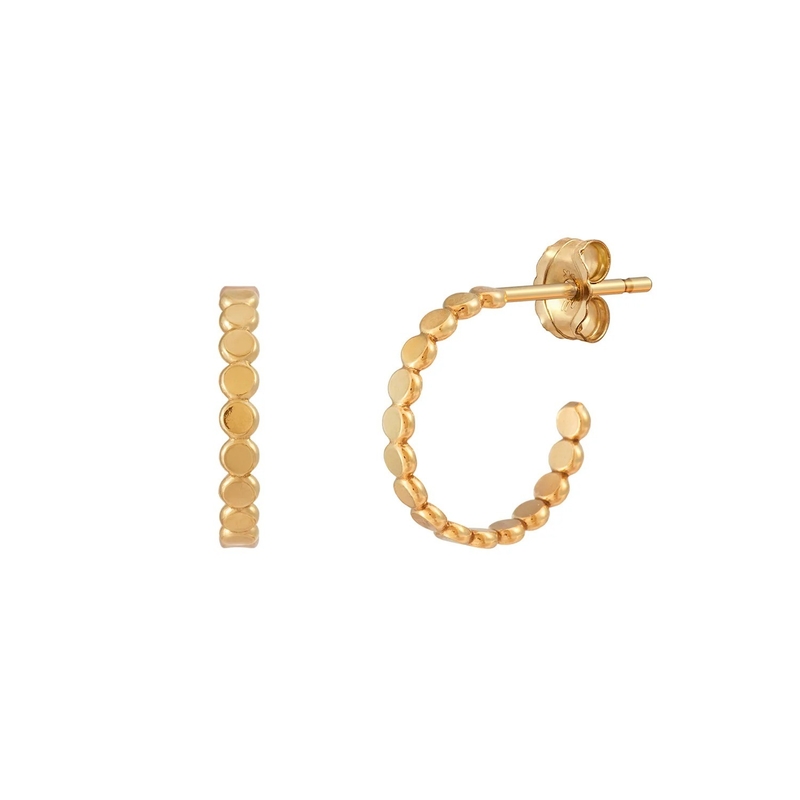 Model 18K Plated Flat Disc 925 Sterling Silver Hoop Earrings untuk Anak Perempuan