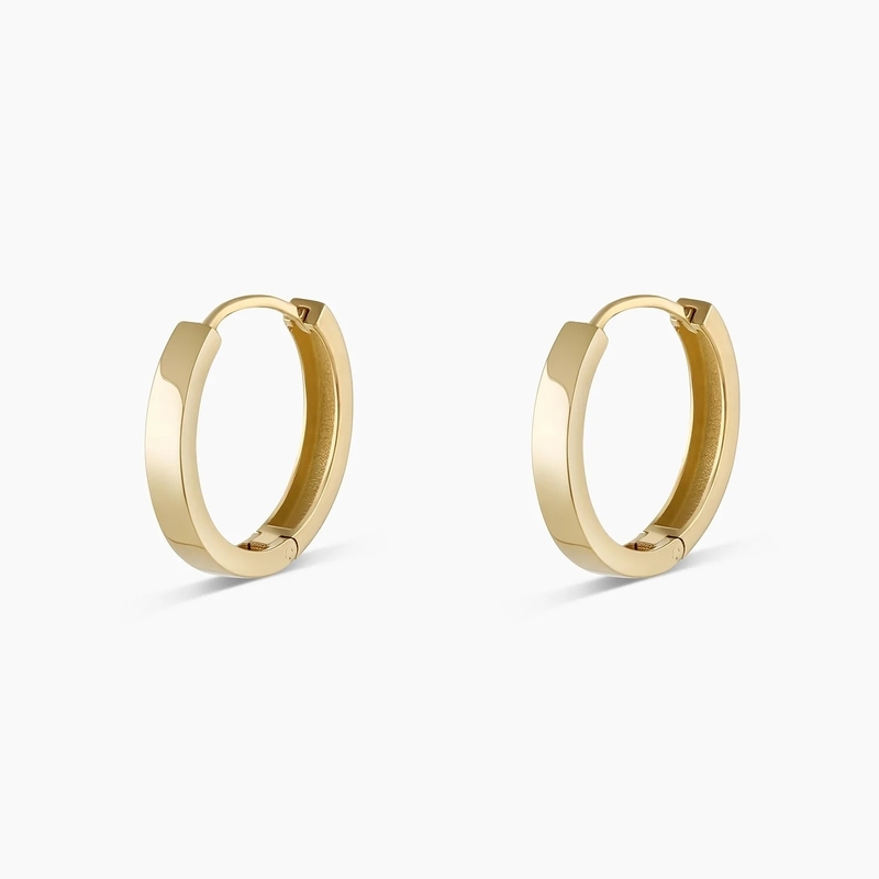 18K Plated Gold Plain Huggies Solid Fashion Earrings Perhiasan untuk Gadis Desain Klasik