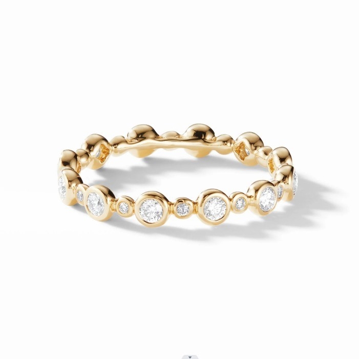 Klasik Zircon Eternity Band Perhiasan Plating Emas US Ukuran 10 Clear CZ Ring