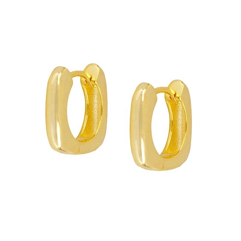 EARINGS 18K Gold Plated Hoop Huggie Sterling Perak 925 Perhiasan untuk Wanita Gadis