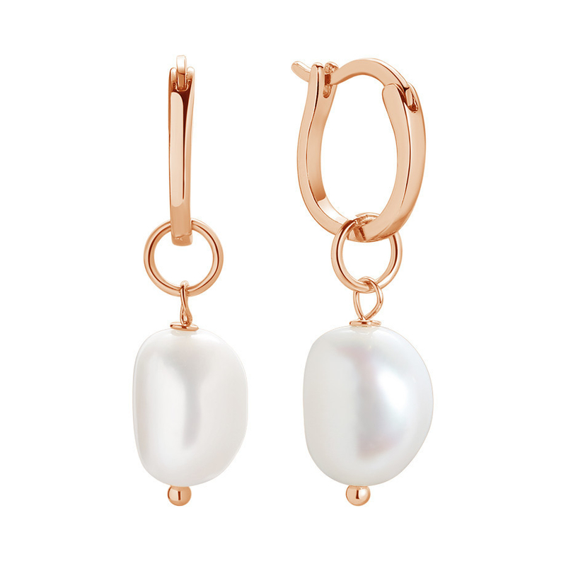 925 Sterling Perak 18K Plating Emas Perahu Tawar Mutiara Hoop Earrings untuk Wanita Gaya Trendi