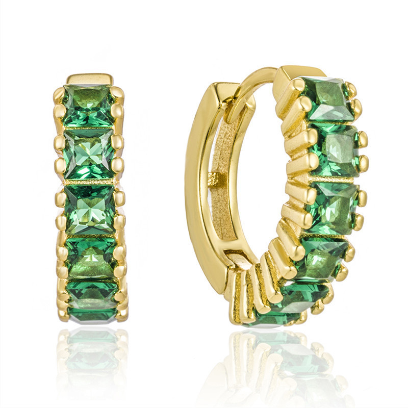 925 Perak Sterling Putri Hijau CZ Earrings Berlian untuk Wanita Contemporary Look