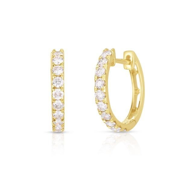 Jenis Perhiasan EARLINGS 18K Gold Plated CZ Sleeper Hoop untuk Wanita 925 Sterling Perak