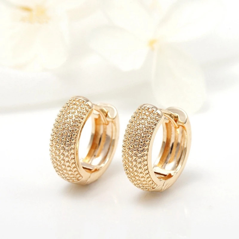 Eco Friendly 18K Gold Plated Multi Small Dot Beads Hoop Earrings Untuk Wanita Gadis 2021