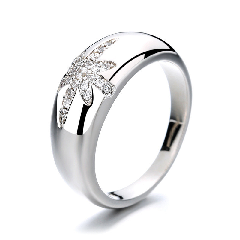 Unisex Alibaba-Online-Shopping Emas Plated Starburst Band Cincin dalam Sterling Perak 925