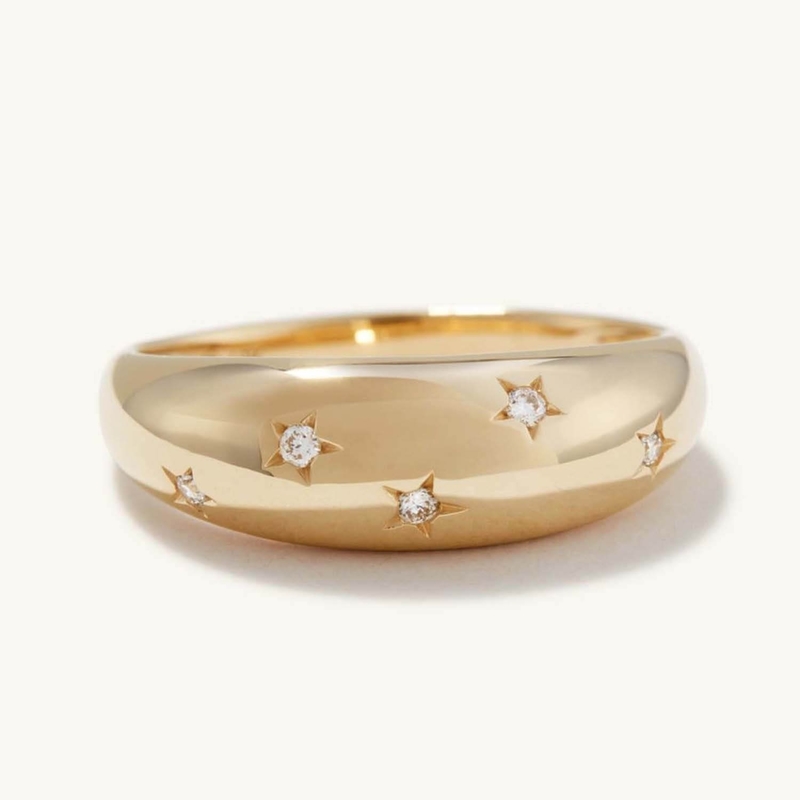 Eternity Band Rings 18K Emas Brasil Perhiasan Star 925 Sterling Perak Kubah Wanita Cincin