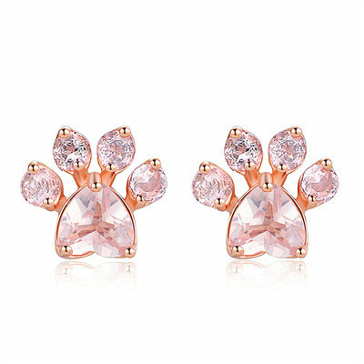 Penampilan Indah Anak-anak Jejak Hewan Earrings Stud Dalam 925 Sterling Perak Kuningan