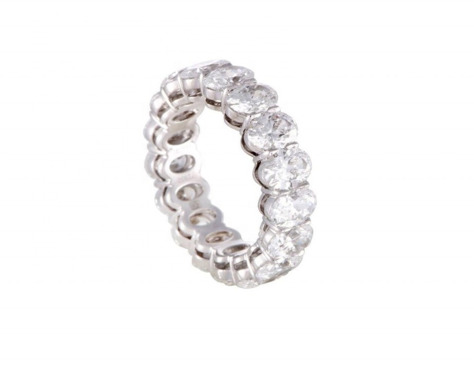 CLEAR CZ Oval Eternity Band Ring Perhiasan Tipe Perhiasan Wanita Perak Eternity Ring