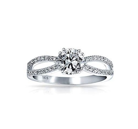 925 Sterling Silver Ring Micron Pave White Gold Plated untuk Wanita Pernikahan Pernikahan