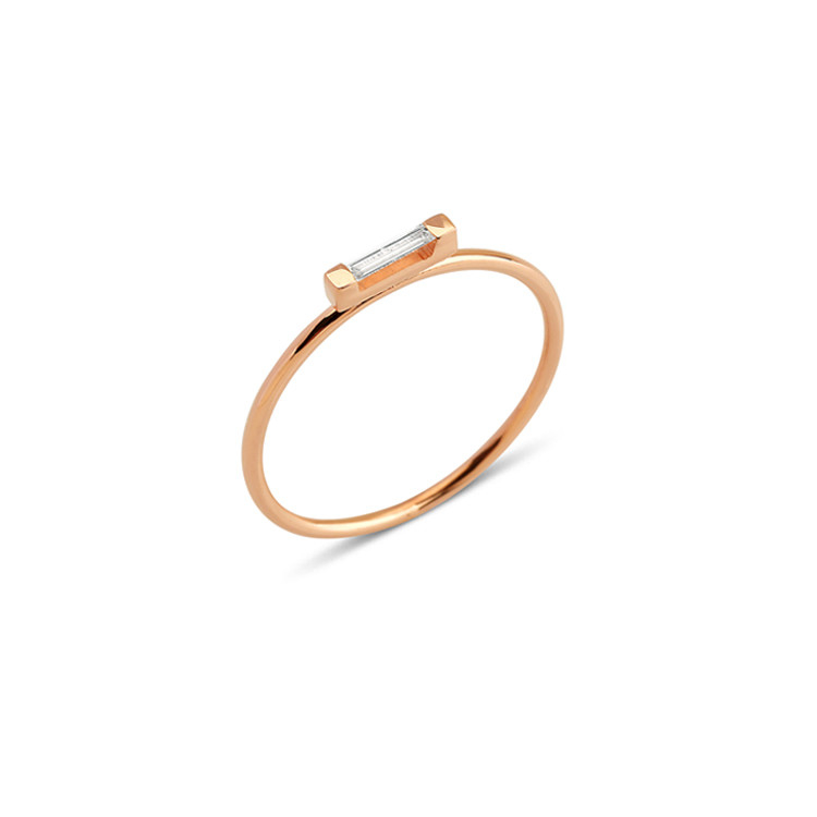 925 Sterling Silver Eco Friendly Mini Baguette Rings untuk Wanita Perhiasan Emas Asli