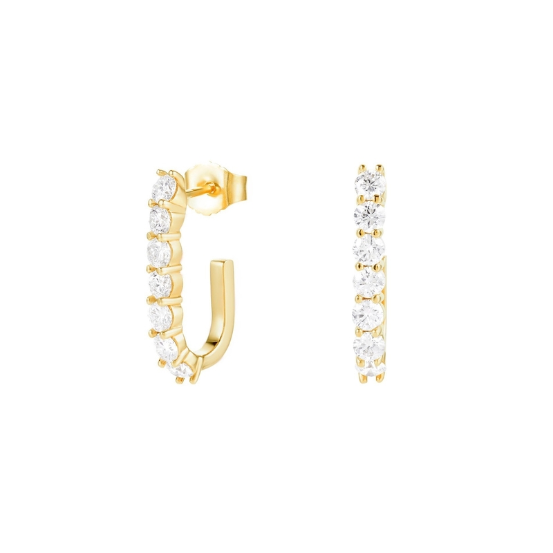 Trendy 925 Sterling Perak 14k Emas Trendy Bend Stud Earrings Untuk Wanita Gadis Perhiasan