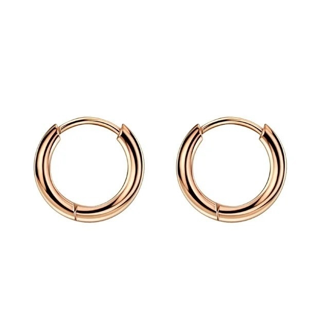 Simply Rose Gold 8mm Hinged Huggie Hoop kecil Earrings stainless steel untuk kelulusan