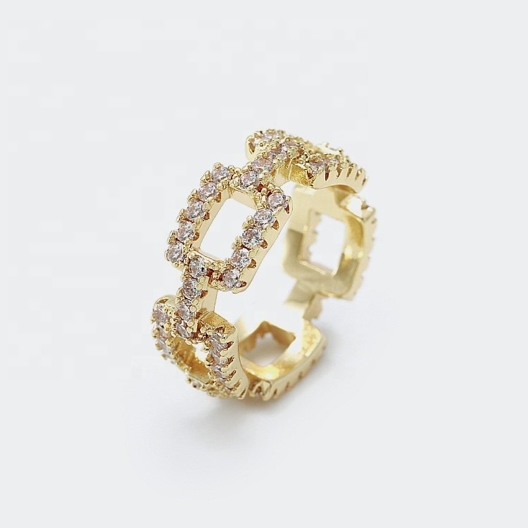 Customized Chain Rings Clear CZ Real Sterling Perak 925 Perhiasan untuk Wanita dan Pria