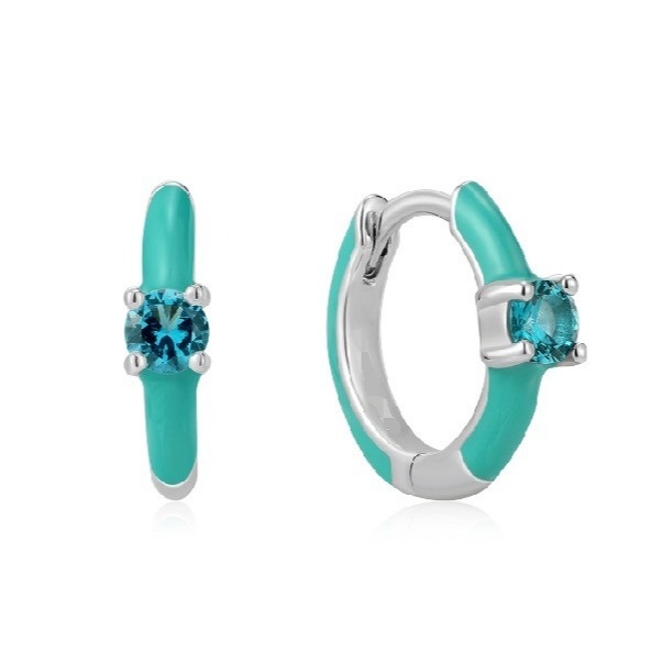 Neon Biru Enamel Micro Pave CZ Candy Warna Gadis Wanita Earrings Ramah Lingkungan Ya