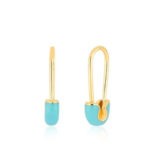 925 Sterling Silver Fashion Wanita Earrings Pin dihiasi dengan Blue Enamel Drop Finish