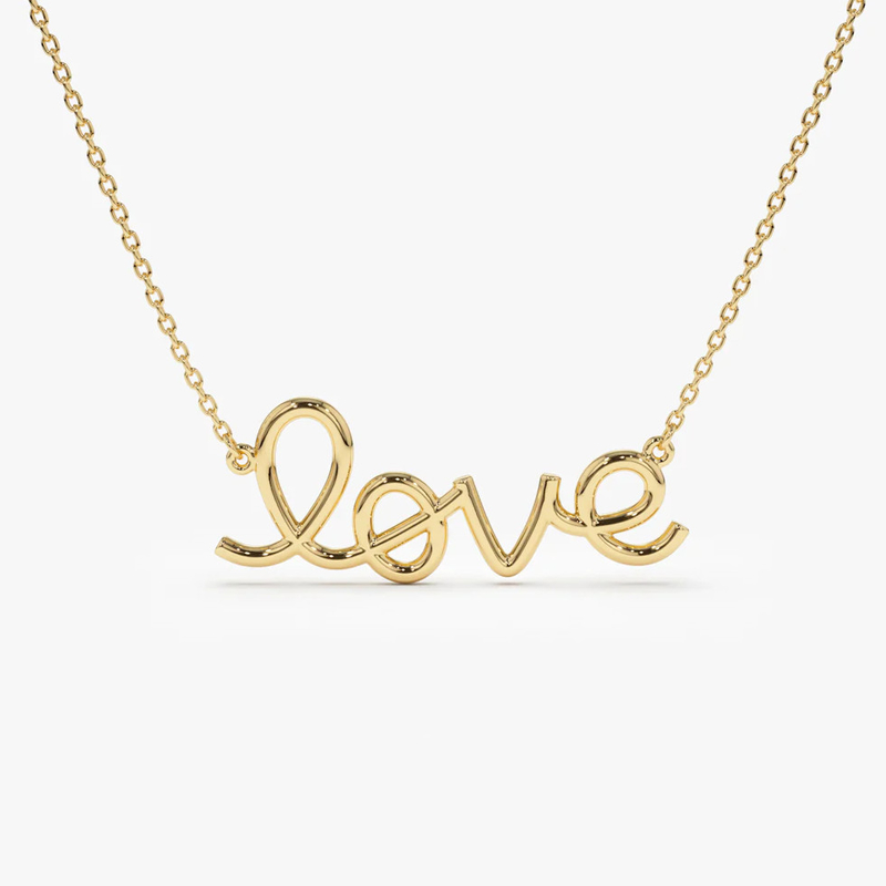 Solid 925 Sterling Silver 14K Gold Plated Love Pendant Kalung untuk Wanita Hadiah Valentine
