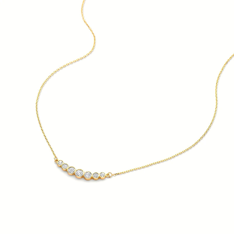 Minimalis 925 Sterling Silver Tennis Pendant Kalung untuk Wanita Lapisan Kalung yang dapat ditumpuk