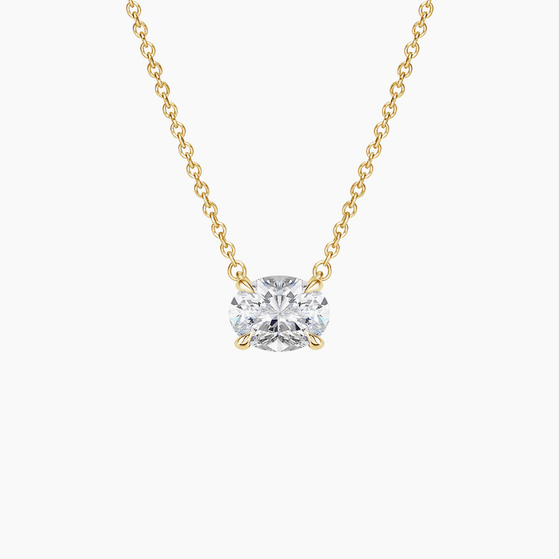 Oval Cut 5A Putih Kubik Zirconia Berkilau Batu Permata Pendant Kalung untuk Wanita Perhiasan Klasik