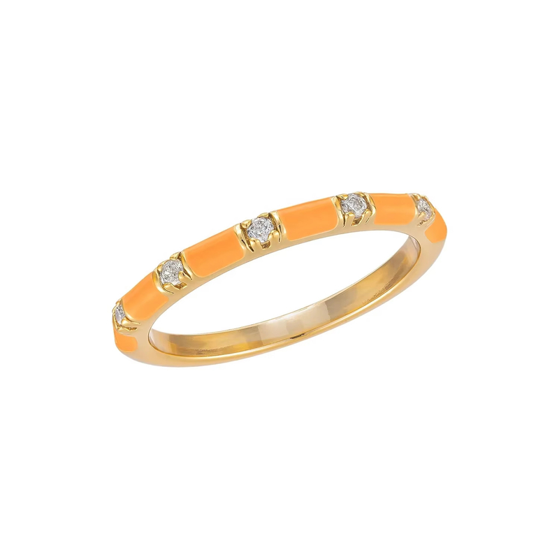 Handcrafted Cube Stackable Rings 18K Gold Plated 925 Sterling Silver with White Enamel Cubic Zirconia Perhiasan Minimalis Hadiah untuk Wanita
