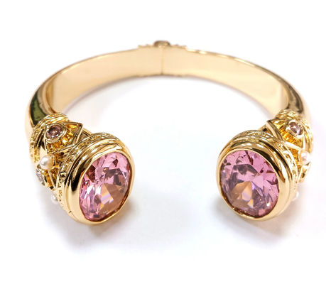 Plating Kuningan Bangle Gelang Cuff Perhiasan Garnet Batu Perhiasan Perak Glitter CZ