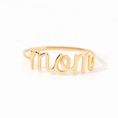 Stainless Steel 18K Gold MOM Stacking Ring Untuk Wanita Perhiasan Mewah