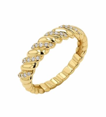 Handmade Twist Classic 925 Sterling Perak Perhiasan Wanita Cincin dilapisi dengan Emas 18K