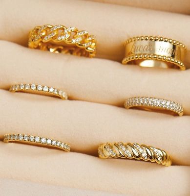 Handmade Twist Classic 925 Sterling Perak Perhiasan Wanita Cincin dilapisi dengan Emas 18K