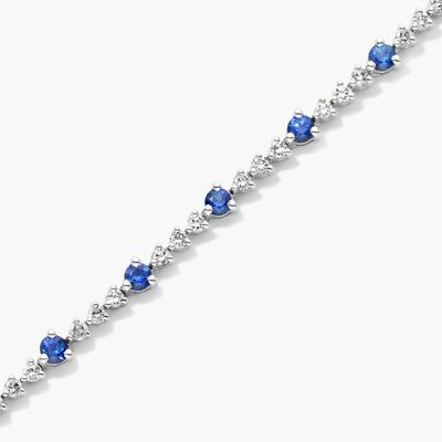 3mm Putih Zircon Ruby Tenis Gelang Potong Bulat Sterling Perak Tenis Gelang