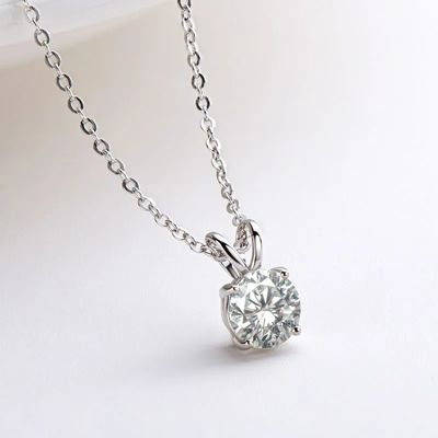 925 Sterling Silver Pendant untuk Gadis 18K Yellow Gold Round Cut Solitaire Batu Hadiah