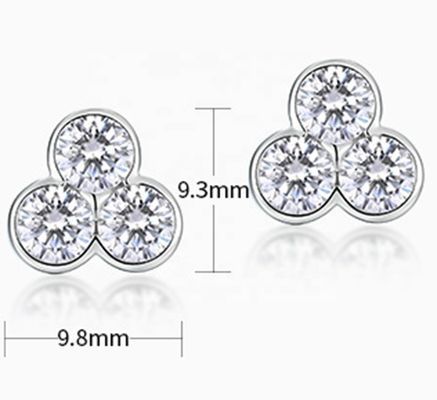 S925 Perhiasan Perak Tiga Batu Earrings dengan Rhodium Plating Untuk Wanita Dan Gadis Perhiasan halus