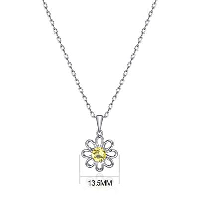 925 Sterling Silver Sunflower Pendant dengan Rantai Perhiasan Desain Kuning Kubik Zircon