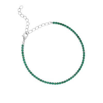 Emas Putih dilapisi Mei Ulang Tahun Emerald Kubik Zircon Adjustable Tennis Rantai Gelang