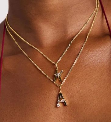 Liontin Huruf CZ Perak Sterling 925 dalam Lapis Emas 18K Sederhana untuk Perhiasan Fashion
