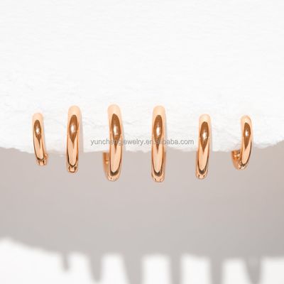 Perhiasan Perak Minimalis 18K Emas 9MM 11MM 13MM Hoop Set untuk FedEx DHL UPS TNT EMS Pengiriman