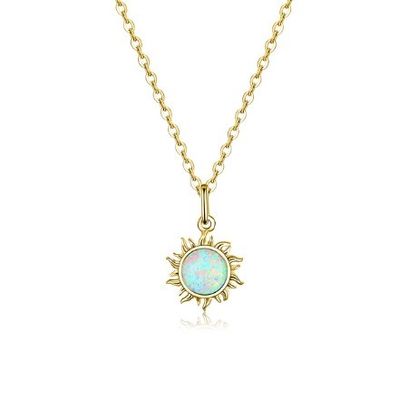 Bunga Matahari Opal Dan Kalung Berlian 15MM Kalung Opal Wanita 45CM + 5CM