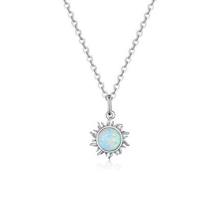 Bunga Matahari Opal Dan Kalung Berlian 15MM Kalung Opal Wanita 45CM + 5CM