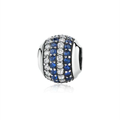 Fashion Putih dan Biru CZ 925 Perak Sterling Perhiasan Membuat Aksesoris