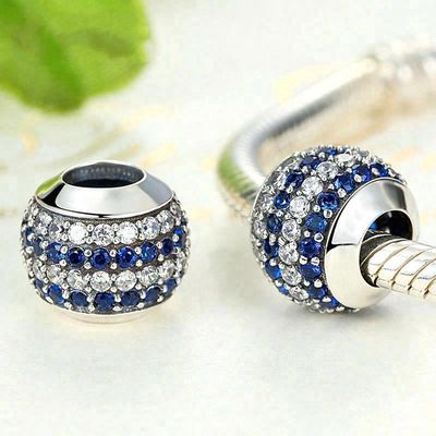 Fashion Putih dan Biru CZ 925 Perak Sterling Perhiasan Membuat Aksesoris