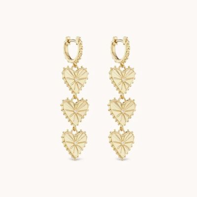 Kerajinan tangan 14K Plated Emas Dangle Multi Huggies Heart Charm Earrings Hadiah yang sempurna
