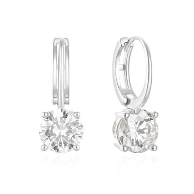 925 Sterling Perak Datang 18K Plating Emas Solitaire Putih Kubik Zircon Huggies Earrings