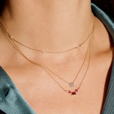 Disc Bentuk Tiny 18K Plated Emas CZ Diamond Kalung untuk Gadis dalam Desain Gaya Klasik