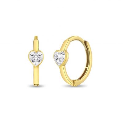 Anting Hoop Hati Berkilau Perak Sterling 925 Berlapis Emas 14k Sempurna untuk Dipakai Sehari-hari