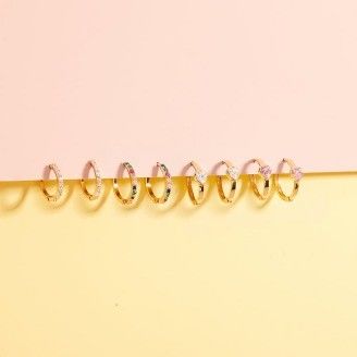Anting Hoop Hati Berkilau Perak Sterling 925 Berlapis Emas 14k Sempurna untuk Dipakai Sehari-hari