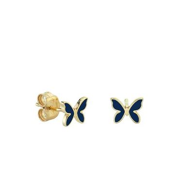 Anting-anting Stud Perak Sterling 925 Berbentuk Kupu-kupu Enamel Putih Kecil dengan Pengiriman Ekspres