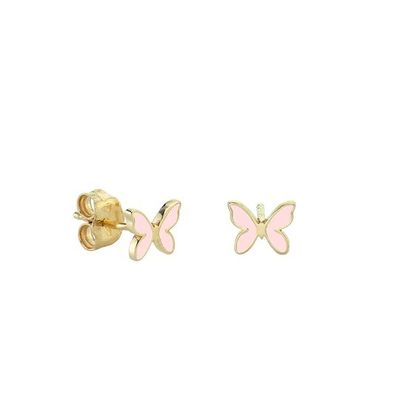 Anting-anting Stud Perak Sterling 925 Berbentuk Kupu-kupu Enamel Putih Kecil dengan Pengiriman Ekspres