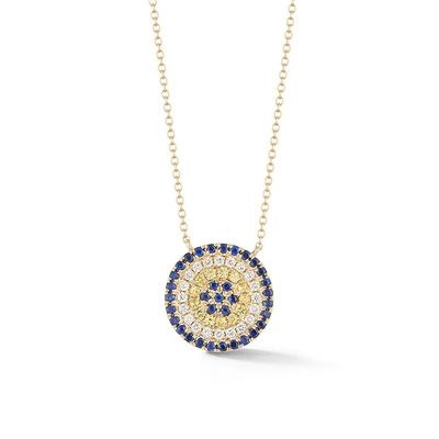 Biru dan Putih CZ Kalung Lingkaran Bentuk 925 Sterling Perak untuk Wanita yang Menakjubkan